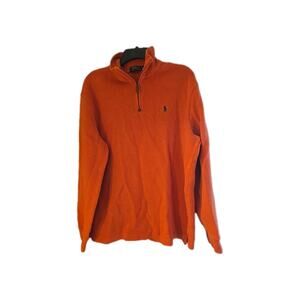 Polo Ralph‎ Lauren Orange Quarter Zip Preppy Pullover Sweater Men's Size Large